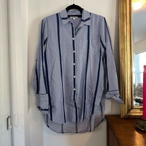 Fun, blue and white striped Madewell blouse